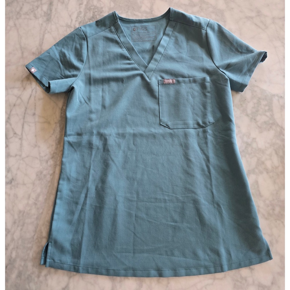 FIGS Catarina One-Pocket Scrub Top Womens XXS Blue Teal V-Neck‎ PO 4994